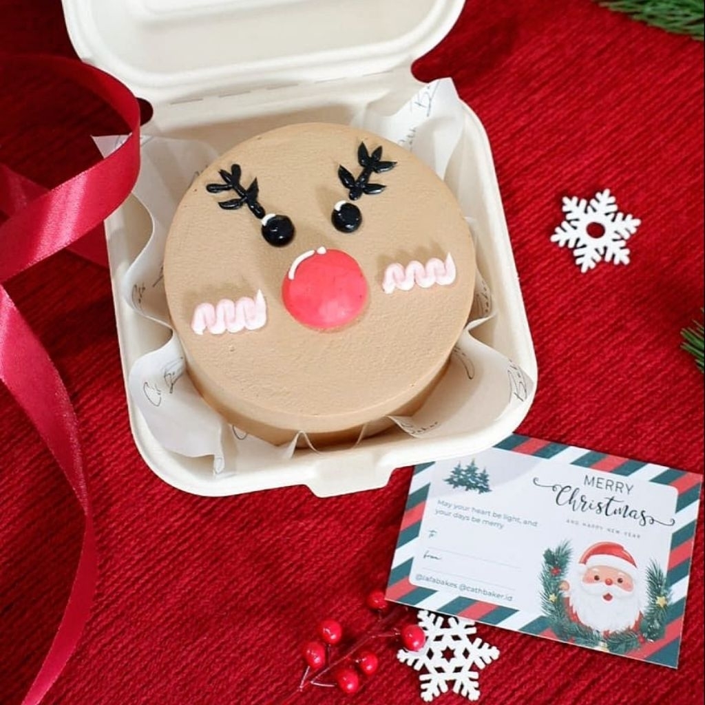 Bento Cake Reindeer / Korean Cake Fresh Cream Cake - Christmas Hampers