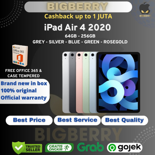 RESMI Apple iPad Air 4 2020 256GB 10.9" Wifi Cellular  Blue Silver Green Rose Gold Pink | INTER