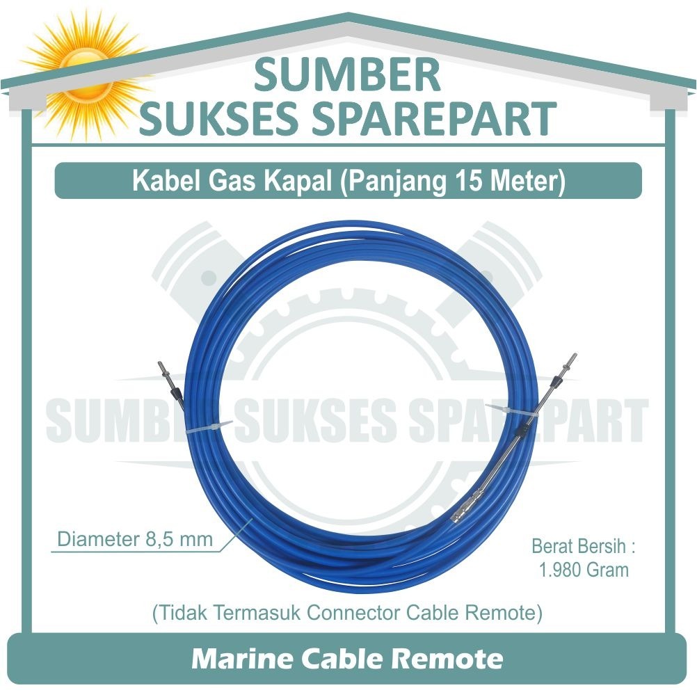 15 METER MARINE CABLE REMOTE / KABEL GAS MESIN KAPAL / TALI GAS KAPAL