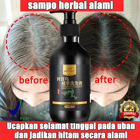 100% Original Shampo Penghitam Rambut Uban Menjadi Hitam Permanen Sampo Penghilang Uban Shampoo Uban