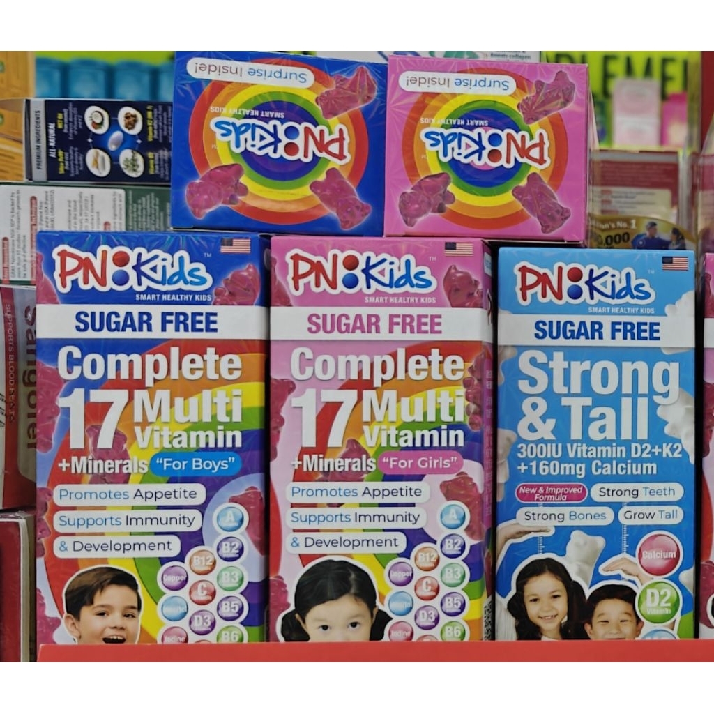 PN Kids Muti Vitamin for Boys & Gils (Strong & Tall/ Mineral + Zinc) Isi 60 Biji Sugar Free