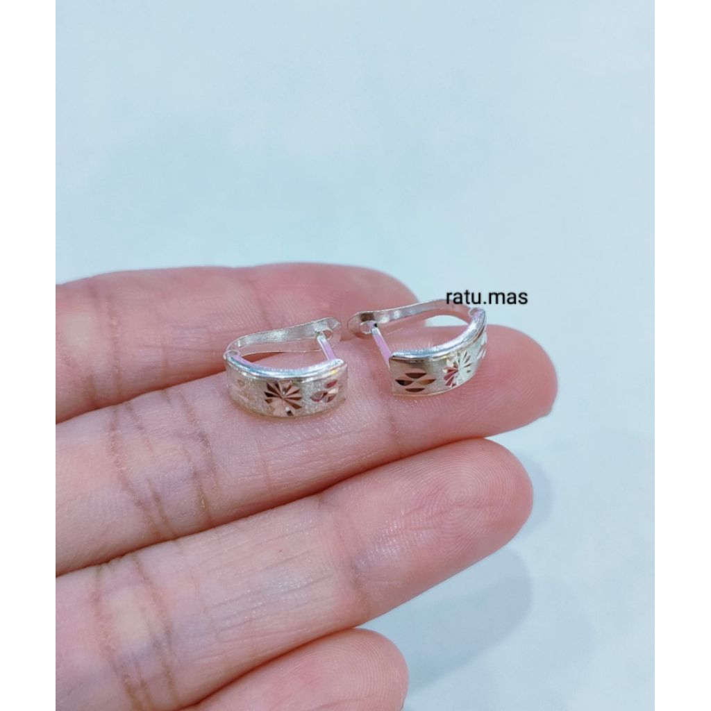 ANTING JEPIT UKIR PERAK ASLI 925 LAPIS EMAS