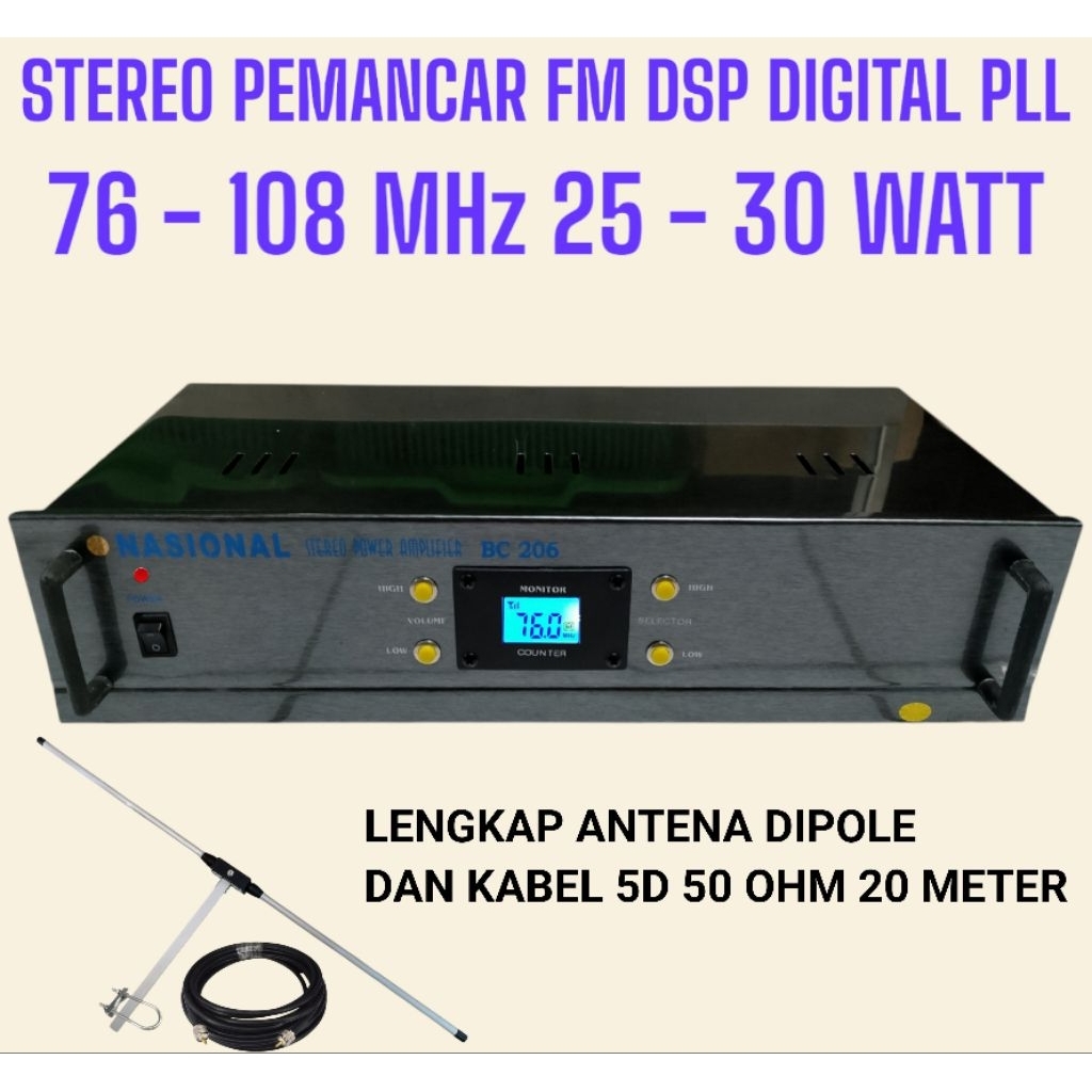PEMANCAR FM STEREO 25-30 WATT 76-108 MHZ DSP DIGITAL PLL