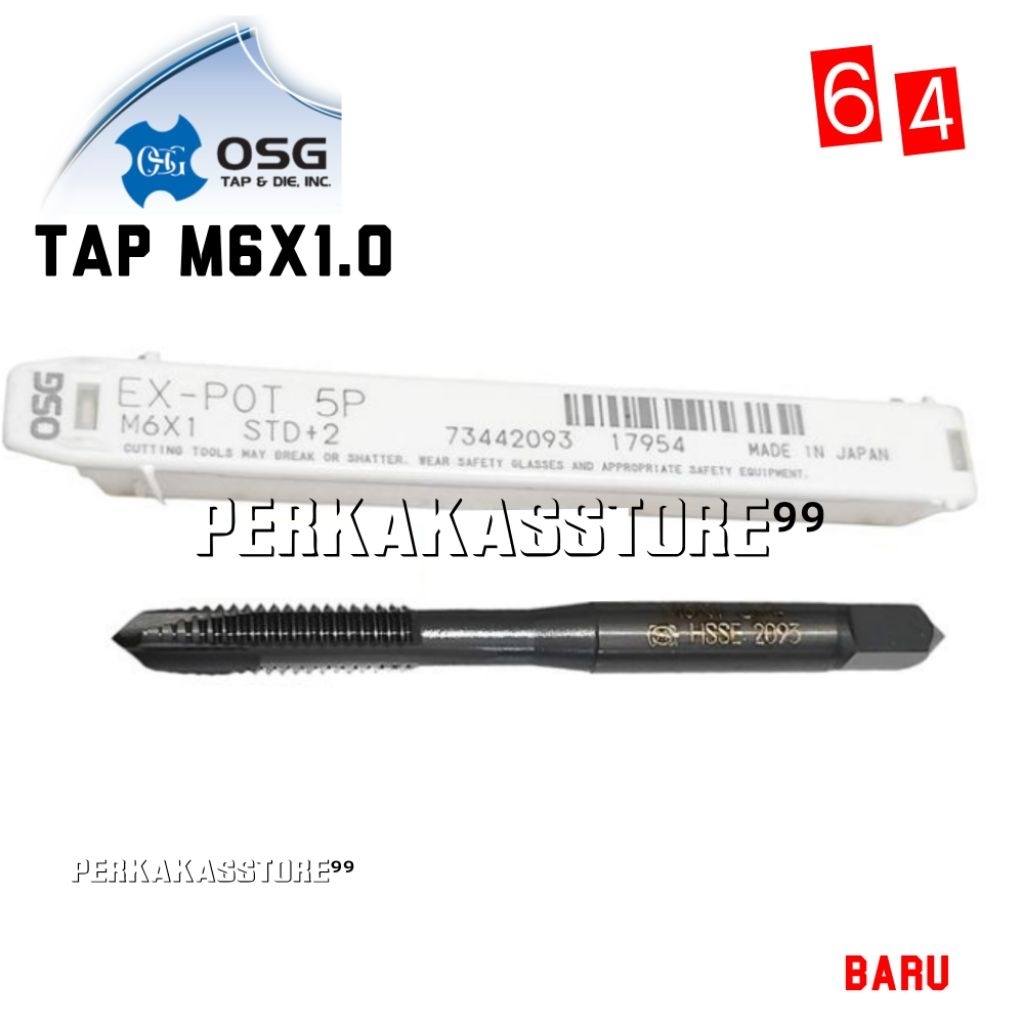 Tap M6×1 OSG JAPAN Tap Mesin Tapping Ulir drat m6 × 1.0 hss baru