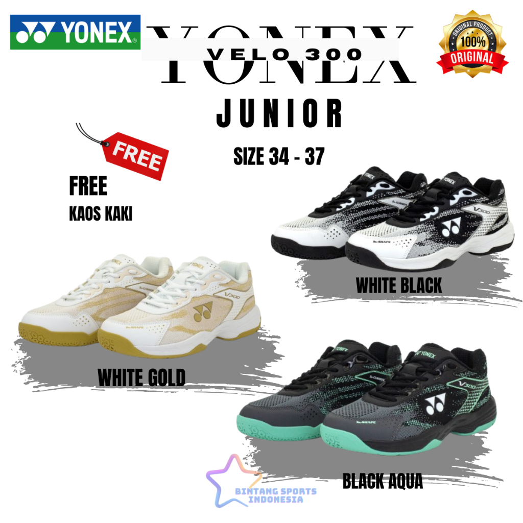 SEPATU BADMINTON BULUTANGKIS YONEX VELO 300 VELO300 JUNIOR / ANAK ORIGINAL