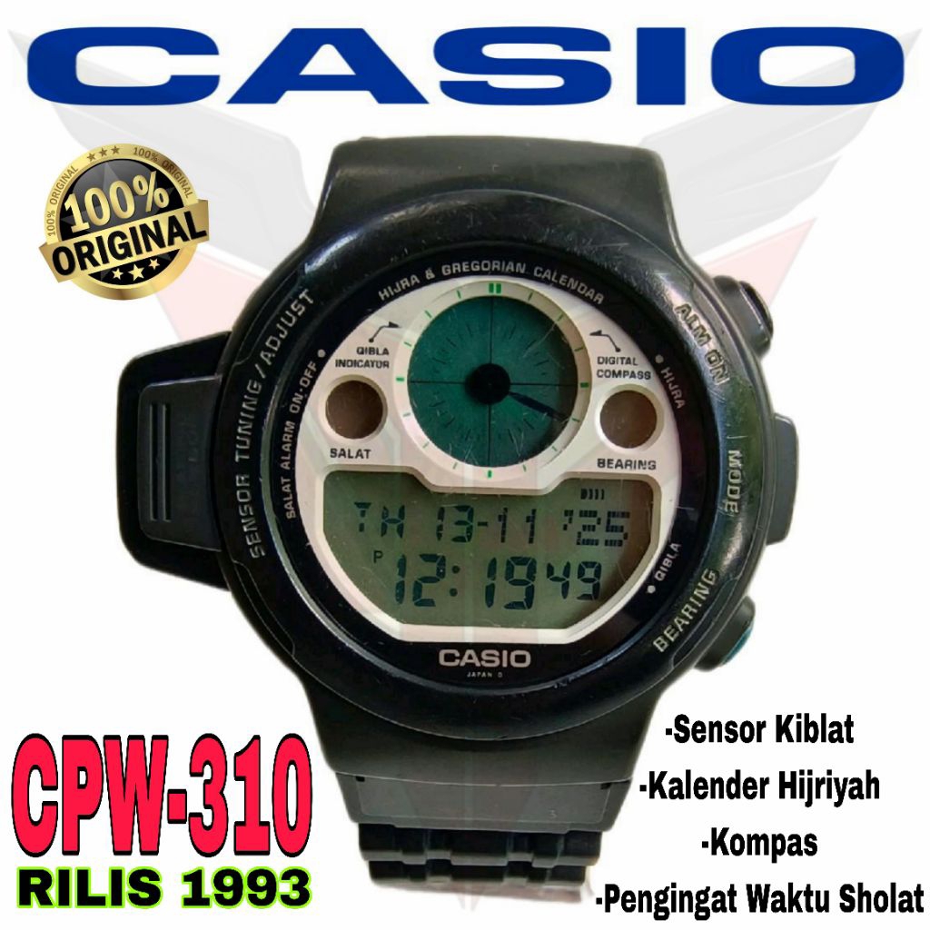 Jam Casio CPW310 CPW-310 DPW 310 PRAYER COMPASS Original VINTAGE RARE