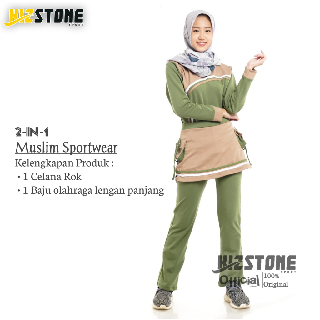 Baju Olahraga Wanita Muslimah Baju Senam Rok Setelan Spandex Premium