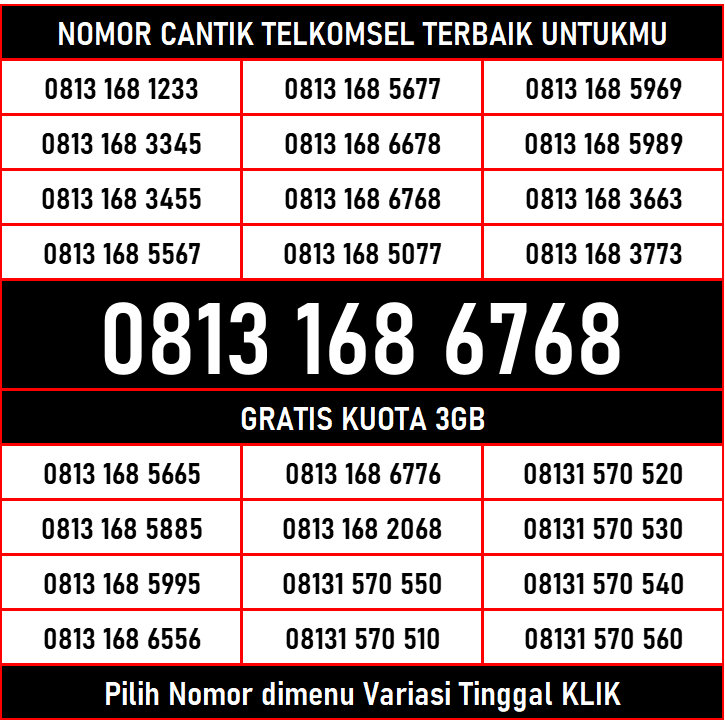Kartu Perdana Nomor Cantik Telkomsel Simpati Kuota 3GB Hyper 5G TB4