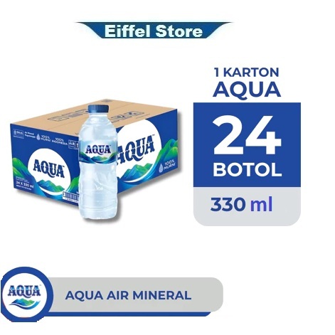 AQUA AIR MINERAL 330ML (330ml x 24 botol) | Air Mineral Aqua Botol 330 ml