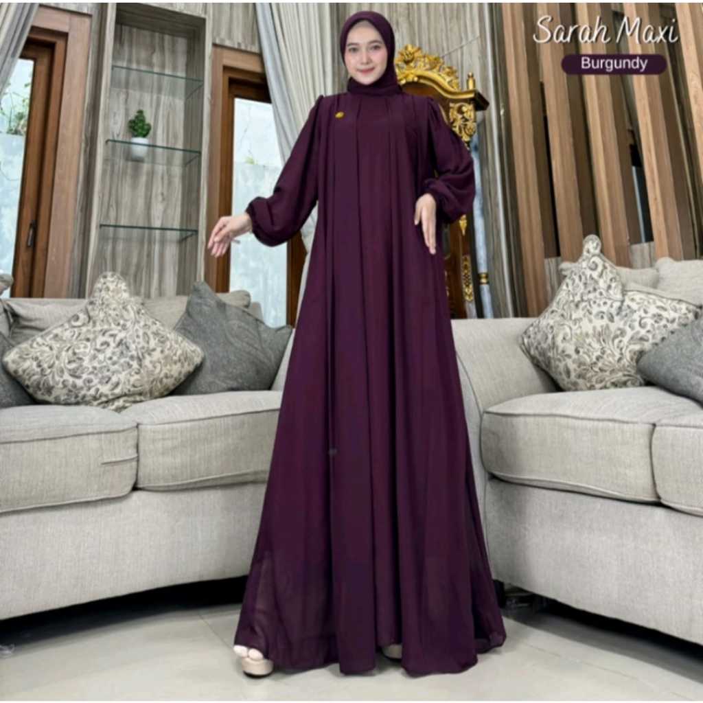Gamis Sarah Maxy Muslim Modern Wanita Kekinian || Gamis Sarah Maxy Cerutty Babydoll Puring