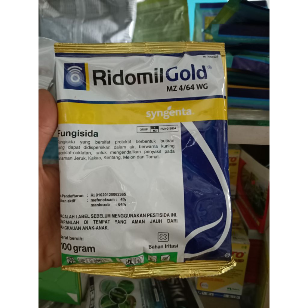 Fungisida RIDOMILGOLD MZ 4/64 WG 100gram untuk mengendalikan penyakit pada tanaman melon,kakao dll