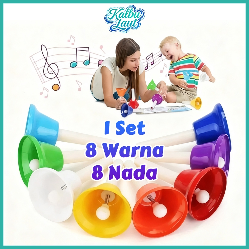 8pcs Set Alat Musik Edukasi Anak Perkusi Orff 8 Warna Bel Musik Lonceng Untuk Aktivitas Paud Dan TK