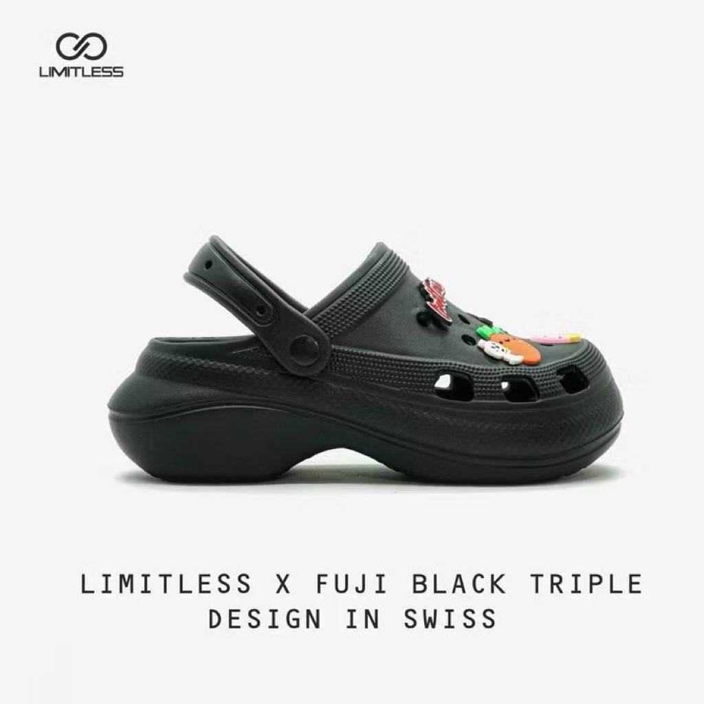 Limitless - Sandal Fuji Wanita Wedges Platfrom Tebal Dengan Jibbitz Kekinian (size 36)