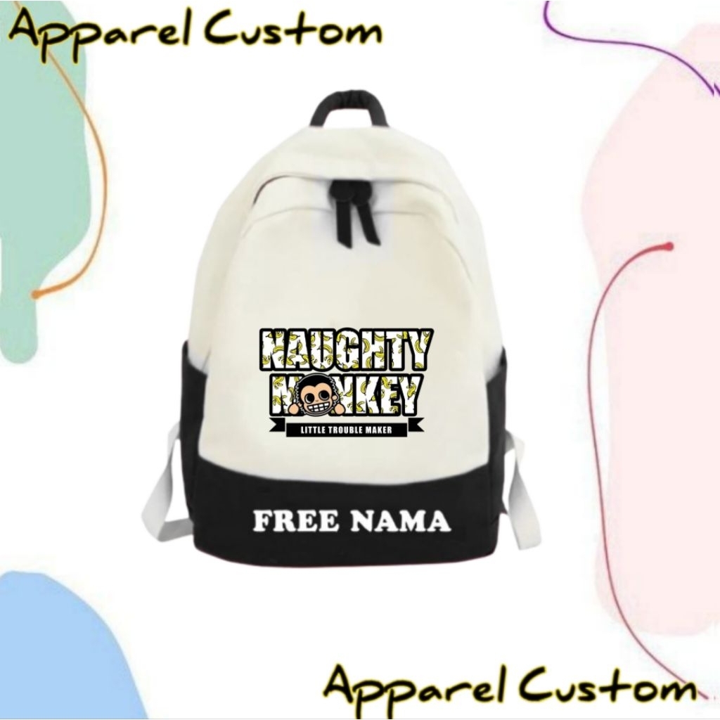 TAS RANSEL ANAK NAUGHTY MONKEY GRATIS CETAK NAMA