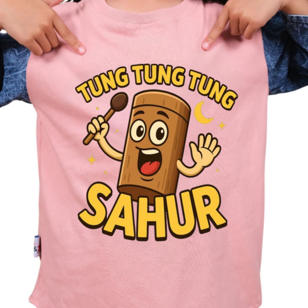 stelan anak Perempuan Celana Levis Cargo Baju Gambar Tung Tung Sahur Usia 3-14 Tahun Blue Indigo