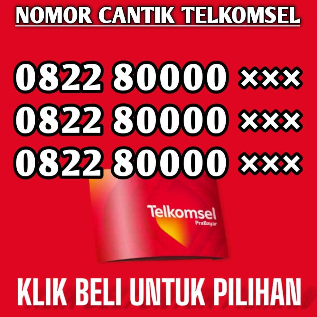 Nomor Cantik Kartu Perdana Simpati 0822 80000 ×××
