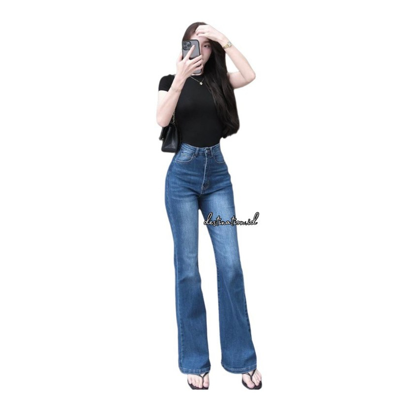 Highwaist Cutbray Jeans Retro Wanita-Celana Jeans Cutbray Wanita Model Retro Korea Terbaru