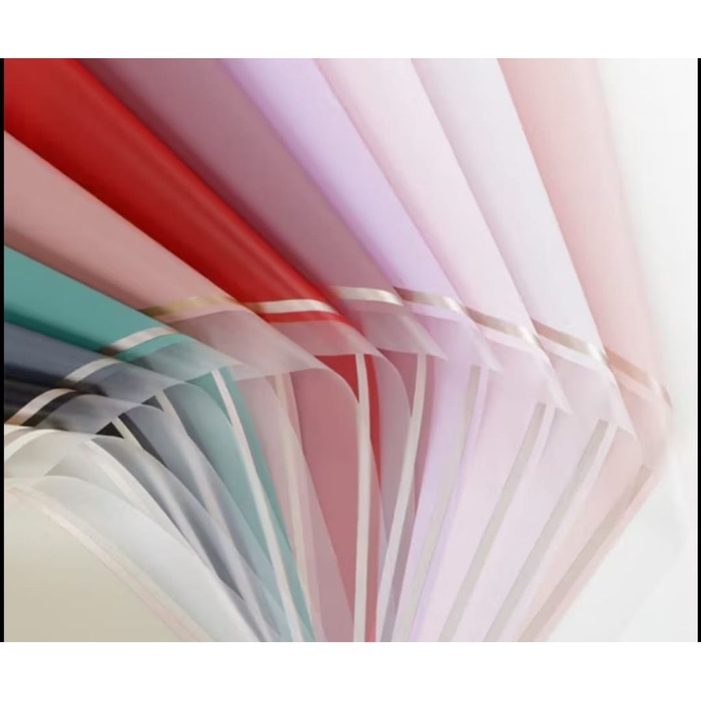 Kertas Buket Frame Gold List Transparan - Cellophane Frame Gold Line Transparan - Flower Wrapping Pa