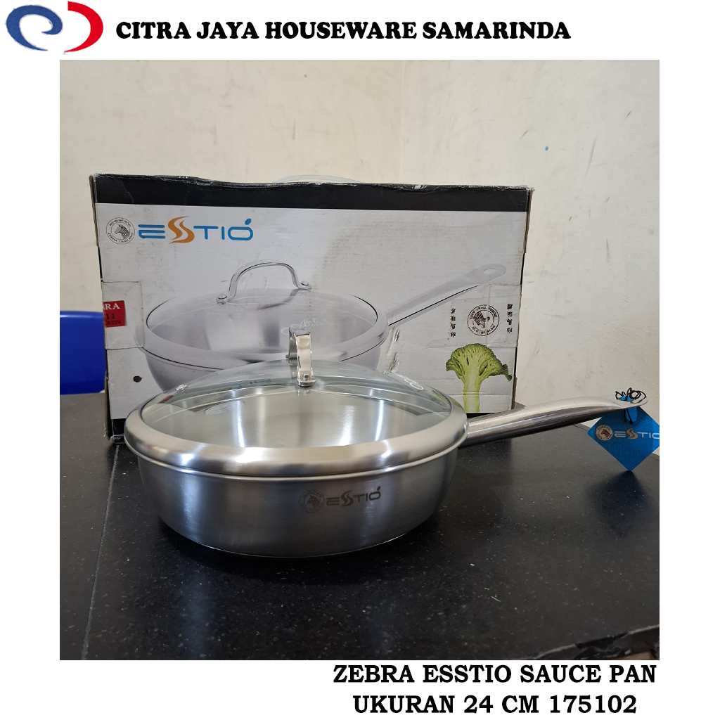 Panci Susu / Sauce Pan & Tutup Kaca Ukuran 24 CM ZEBRA ESSTIO ORIGINAL 175102 (PER 1 PCS) (ADA MINUS