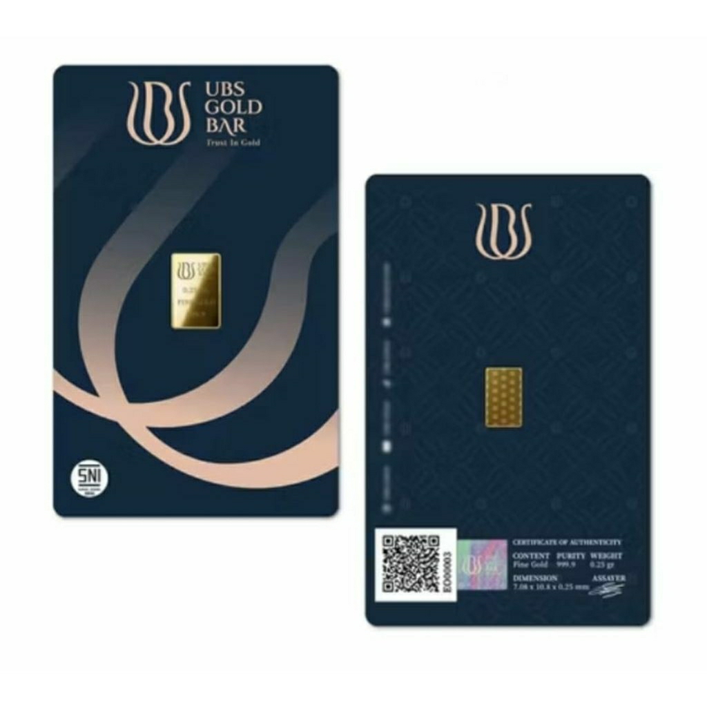 Logam Mulia Emas 24K UBS Card press classic biru batik 0,10 gram bukan Antam