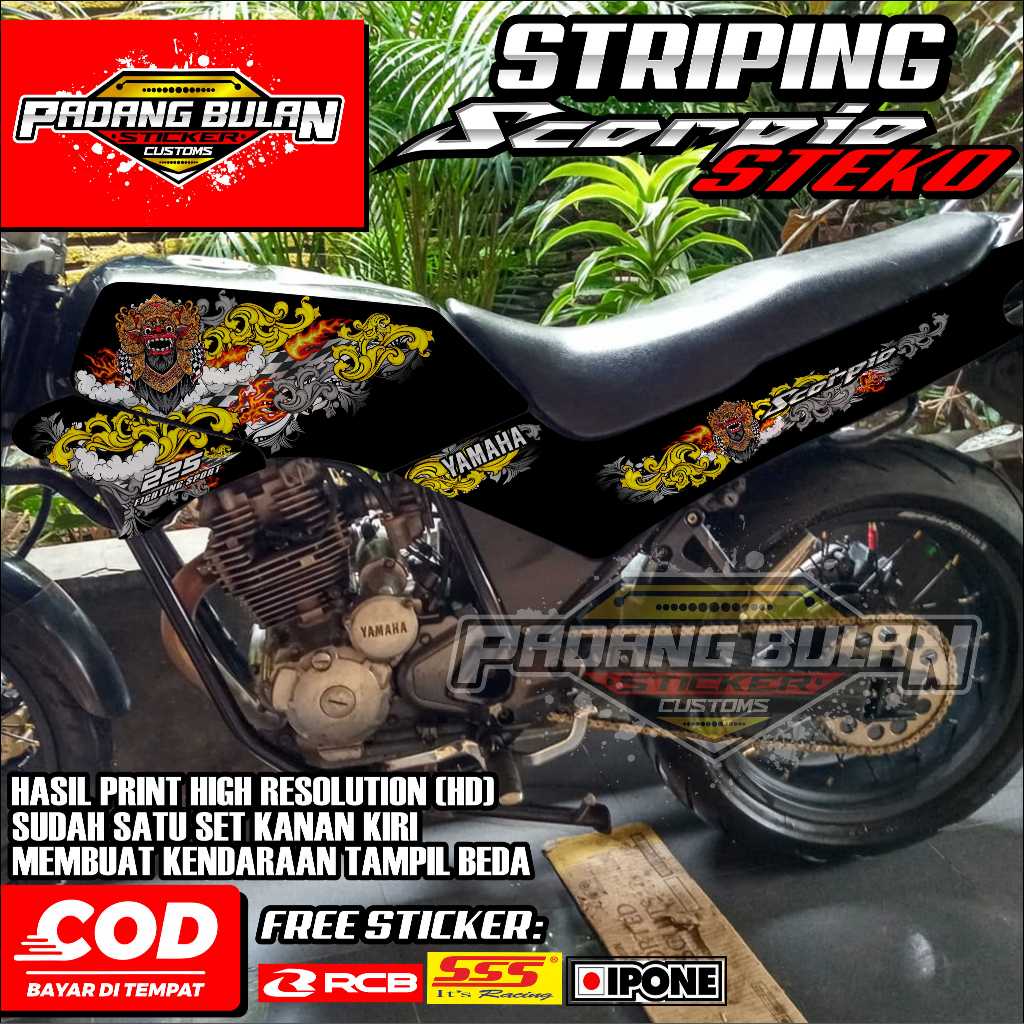 STRIPING YAMAHA SCORPIO STEKO / STRIPING VARIASI SCORPIO STEKO MOTIF BATIK LEAK