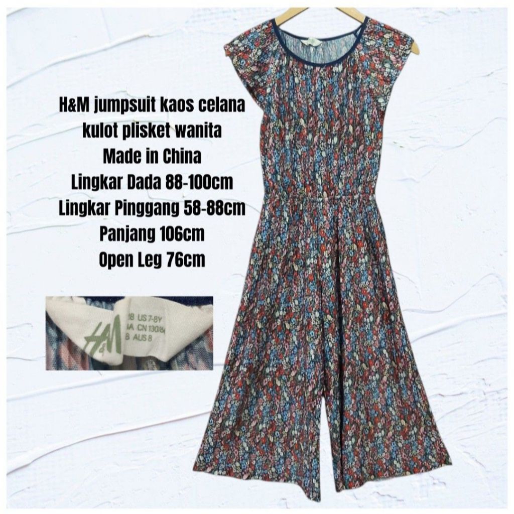 H&M jumpsuit kaos celana kulot plisket wanita