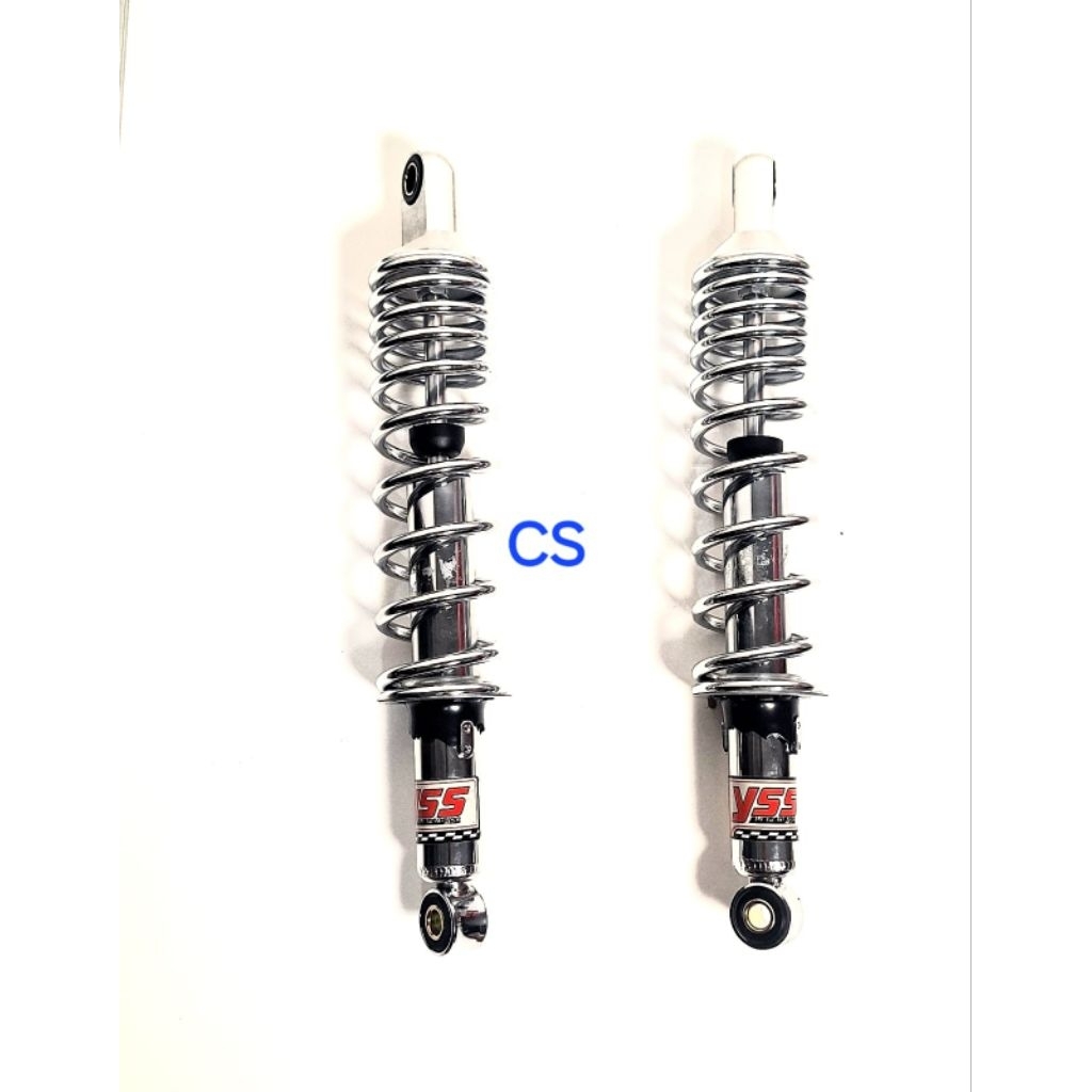 SHOCK BELAKANG COPY YSS CHROME/KUNING UKURAN 280MM BUAT MOTOR JUPITER Z / JUPITER Z1  / CRYPTON / JU