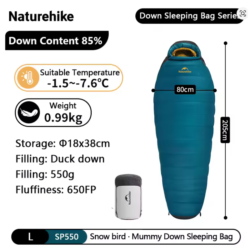 SLEEPING BAG SNOWBIRD MUMMY DOWN NATUREHIKE CNK2550WS014