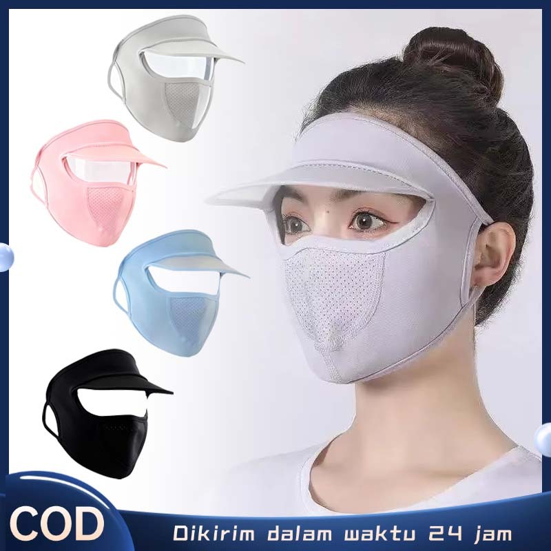 Topi Masker Penutup Wajah Wanita Topi Masker Anti Uv Masker Dengan Topi Topi Anti Uv Masker