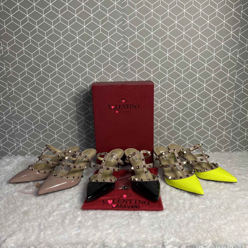 Sendal Sandal Sepatu Mules Heels Wanita Kulit Asli VGRMPH