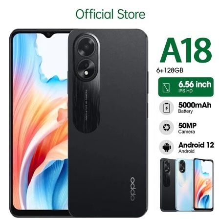 100 Asli HP OPPO A18 RAM 6 GB ROM 128 GB Garansi Resmi Fullset HP Murah