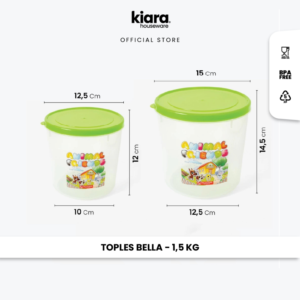 KIARA HOUSEWARE Toples Plastik Bulat 1,5 KG Kedap Udara Tempat Kerupuk gula kopi