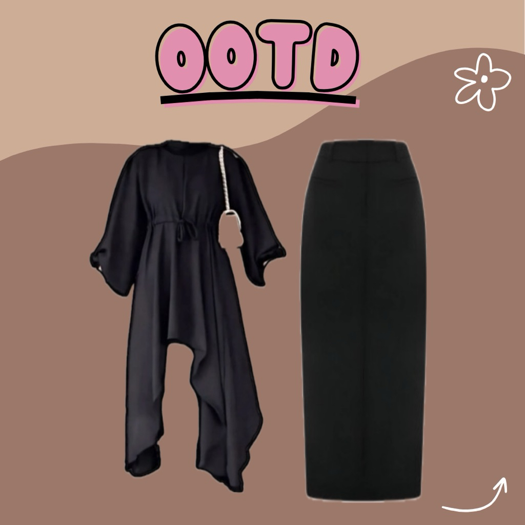 OOTD wanita Oneset 2in1 setelan hangout kekinian kece ( tunik cringkle X rok span plisket )