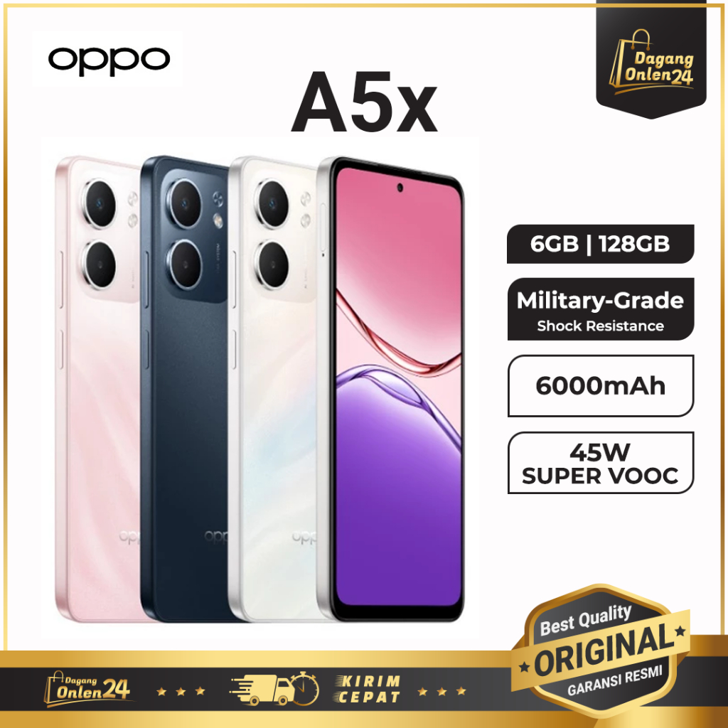 Oppo A5x 6GB/128GB Handphone Android Murah HP Murah Original 100% HP 2 Jutaan Terbaik 2025