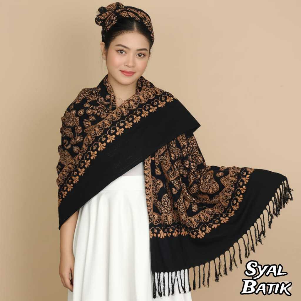 Pashmina Hijab Syal Batik wanita Selendang Batik Motif Kekinian