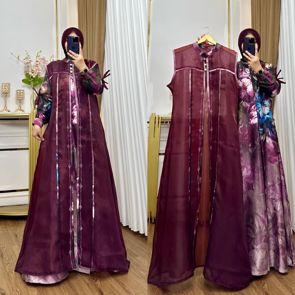ERIKA DRESS/GAMIS ARMANI SILK MIXS  OUTHER ORGANZA~GAMIS KONDANGAN~~GAMIS KEKINIAN~GAMIS ARMANI SILK