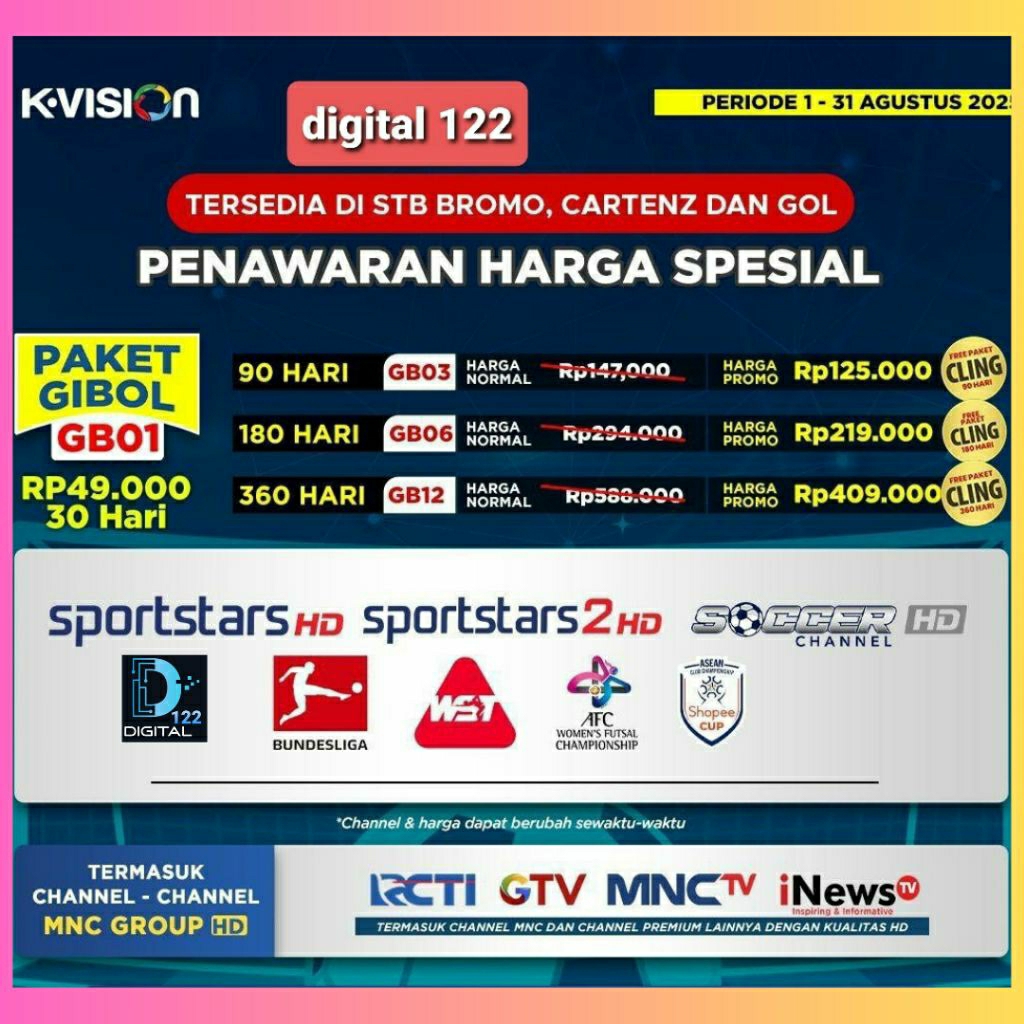 paket GIBOL 1tahun/12bulan K VISION