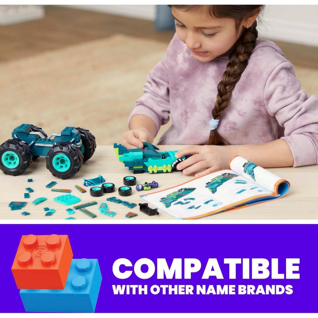 MEGA Construx Hot Wheels Monster Trucks Toy Car Building Set, MEGA-Wrex with 187 Pieces, 1 Micro Act