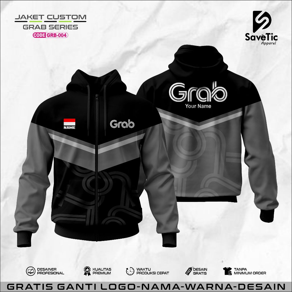 Jaket Grab Full Printing Sublim/Jaket Grab Driver/Jaket Custom/Hoodie/Bomber/Tracktop/Jaket Komunita