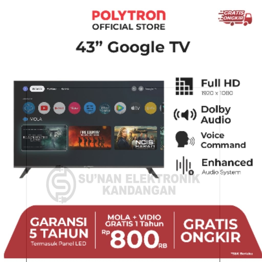 TV POLYTRON 43 ANDROID 43RG9059 GOOGLE TV