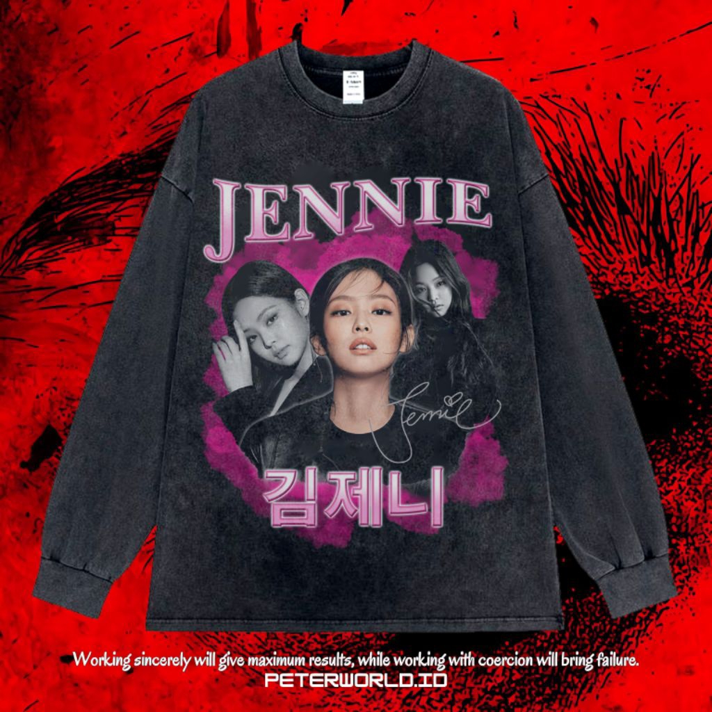 Kaos Jennie Long sleeve Oversize Washing Vintage Tee | Kaos Oversized | Kaos Long sleeve | Kaos Wash