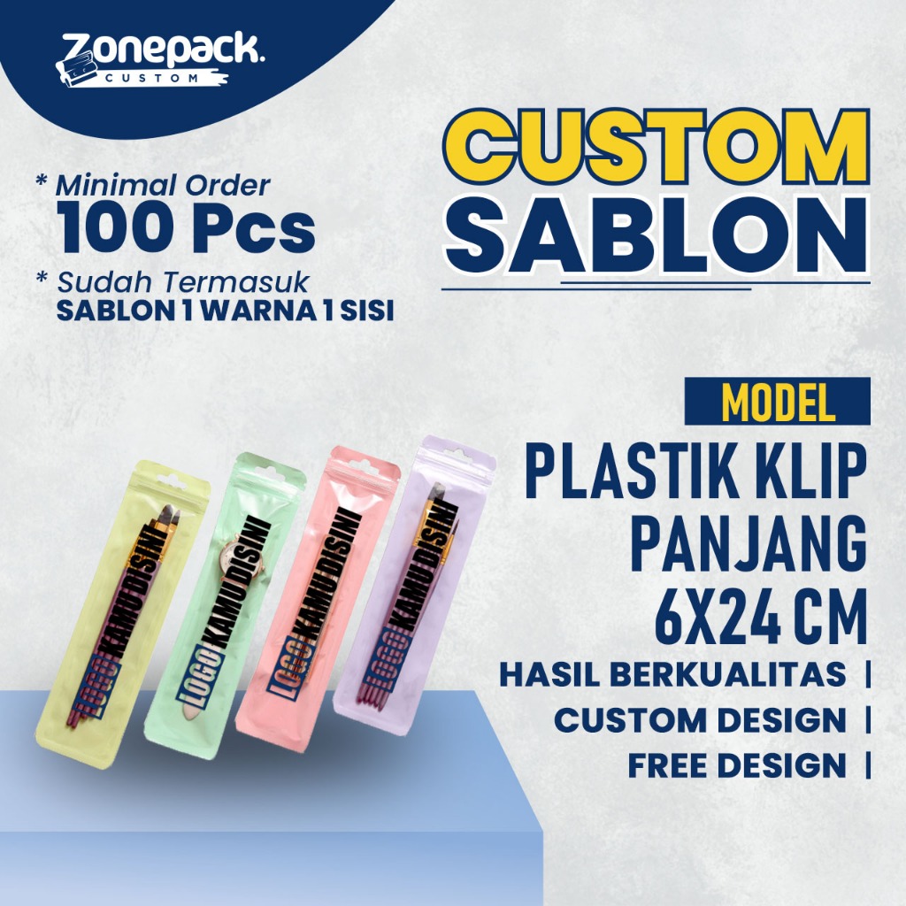 Sablon Plastik Ziplock Warna 6 x 24 cm | Sablon Plastik Klip Warna Panjang | Sablon Kantong Plastik 