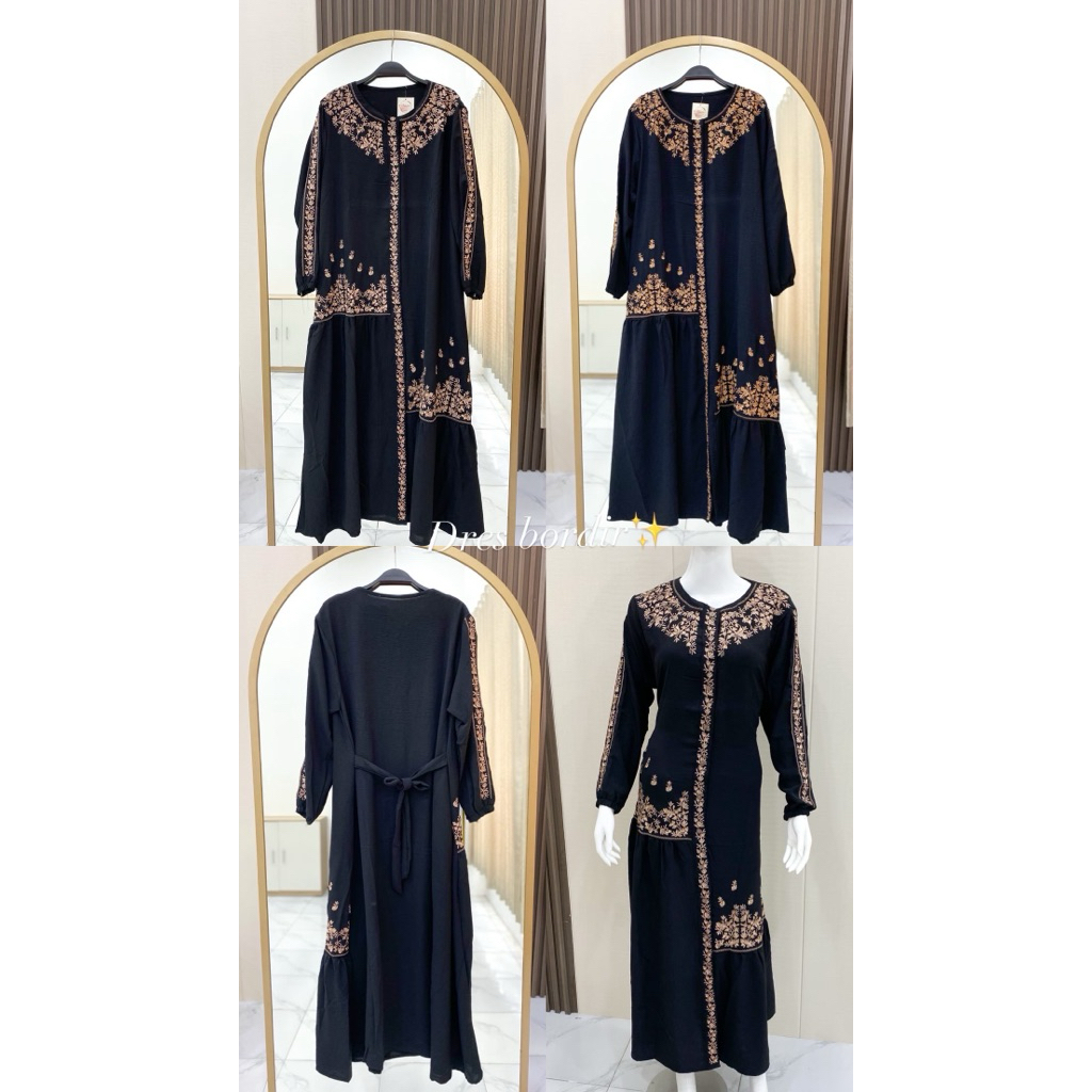 BORDIR CRINKLE DRES || TERUSAN DRES BORDIR BAHAN CRINKLE || OOTD FASHION WANITA ||