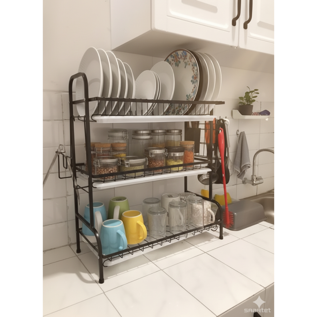 Narita Dish Drainer 3 Layer - Rak Piring Rak Cuci Piring Rak Piring Stainless Pengering Piring Stenl