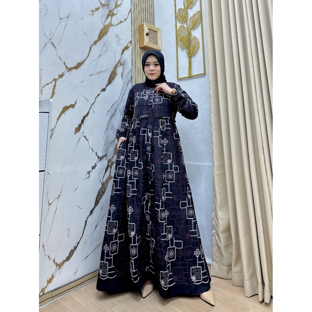 COD GAMIS LINEN BORDIR IMPORT PREMIUM MOTIF KOTAK KOTAK  TEMURAH/GAMIS  LINEN  BORDIR KEKINIAN/GAMIS