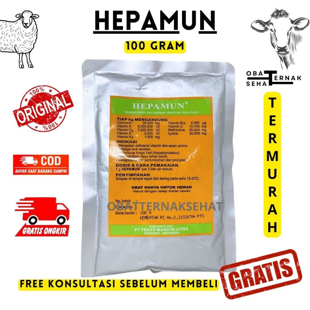 Hepamun 100 gram Hepatoprotektor Anti Defisiensi Vitamin dan Asam Amino Curcuma Unggas TMC