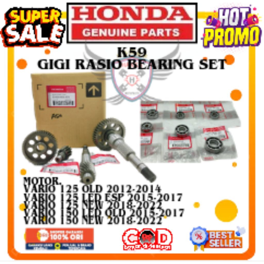 K59 ORIGINAL GIGI RASIO + BEARING KOMPLIT HONDA VARIO 150 LED,GIGI RASIO + BEARING HONDA VARIO 150 N