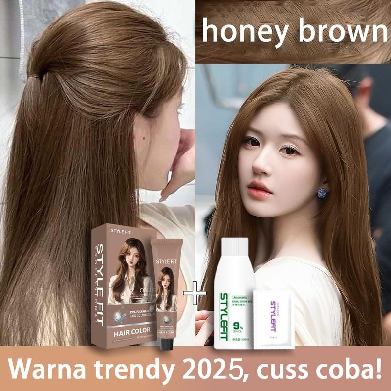 STYLE FIT Pewarna Rambut honey brown Tanpa bleach Merawat rambut, menutupi rambut putih semir ash gr