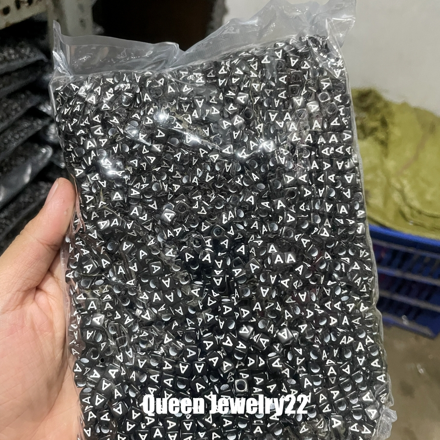 1pon manik huruf kotak khusus huruf A manik huruf kotak hitam