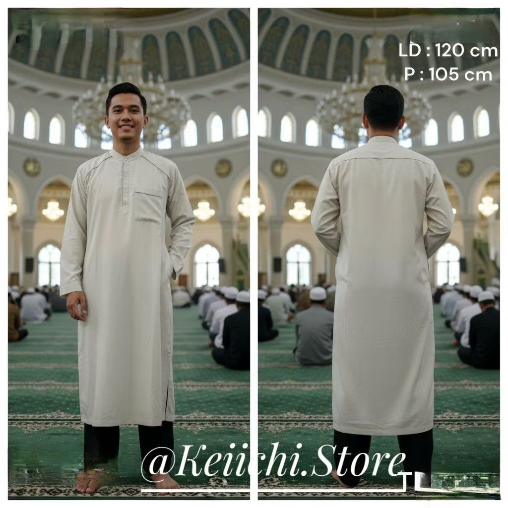 Baju Gamis Pria - Abu Abu | Size L - XL
